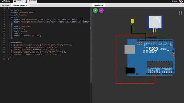 Wokwi Arduino PIR sensor simulation - Easy to learn Arduino programming online смотреть онлайн