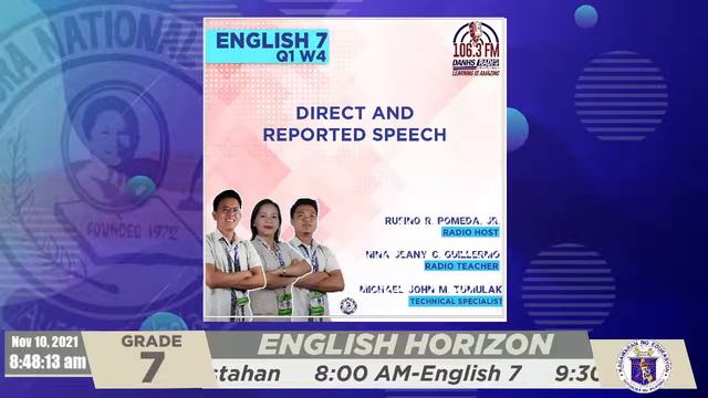 English 7 Q1S2W4 - Direct and Reported Speech смотреть онлайн