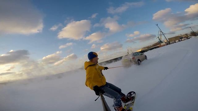 Сноуборд ,трос и машина. смотреть онлайн
