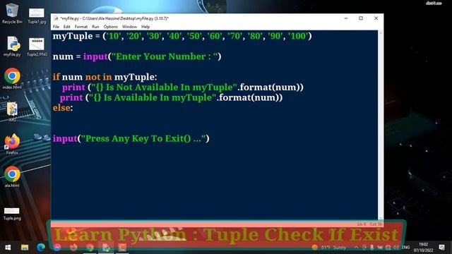 #48 : Learn Python | Tuple In Python | Check if An Item Exists In A Tuple (IN, NOT IN) смотреть онлайн