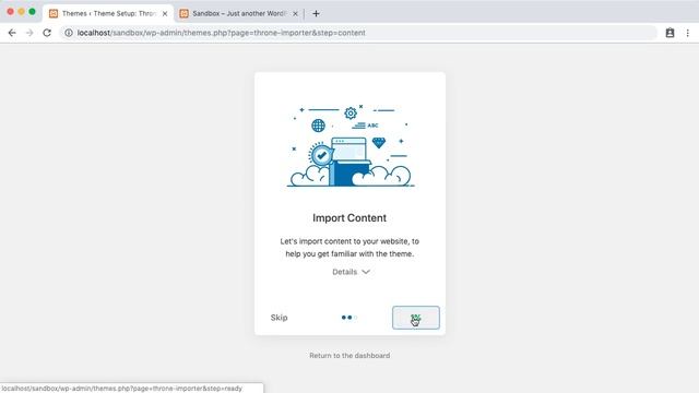 Setup wizard - Throne WordPress theme смотреть онлайн