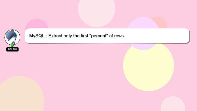 MySQL : Extract only the first "percent" of rows смотреть онлайн