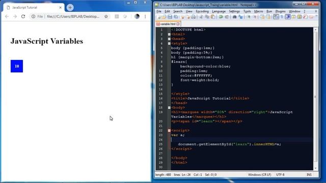 JavaScript Tutorial | Introduction to JavaScript Variables смотреть онлайн
