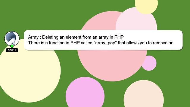 Array : Deleting an element from an array in PHP смотреть онлайн