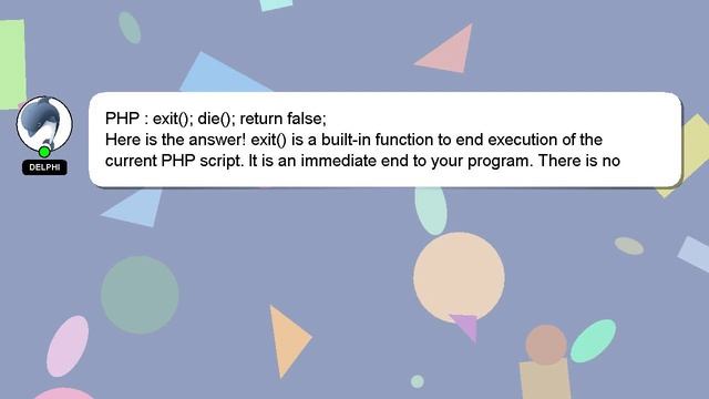 PHP : exit(); die(); return false; смотреть онлайн