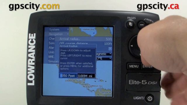 Lowrance Elite 5 Video Manual - Finding the GPS Arrival Radius Alarm Settings смотреть онлайн