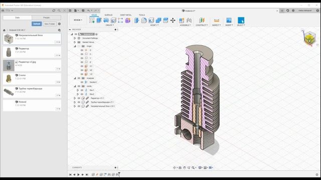 3d моделирование Fusion 360 хотэнд экструдера E3D V6 Сборка смотреть онлайн