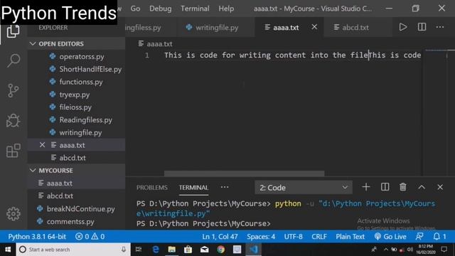 Write and Append in to the file using python - Python Trends | Learn Python From Basic To Advance#2 смотреть онлайн