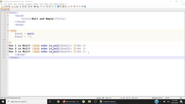 Null and Empty in PHP (Urdu/Hindi) смотреть онлайн