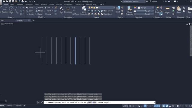 AutoCad 18 : OFFSET command смотреть онлайн
