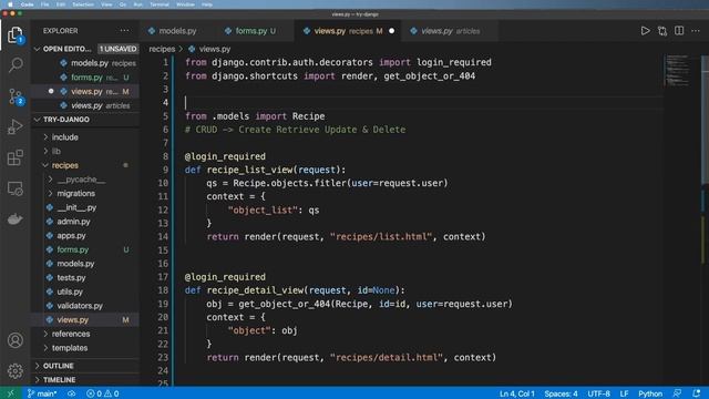 57 - CRUD Views for Recipe Model - Python & Django 3.2 Tutorial Series смотреть онлайн