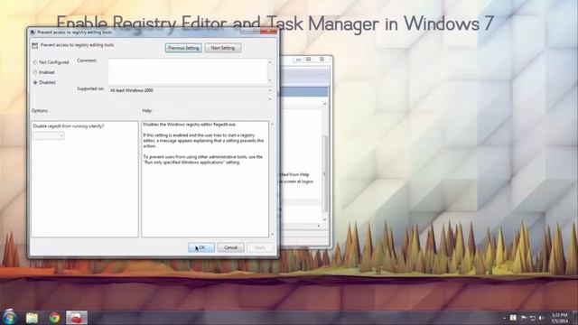 Enable Registry Editor and Task Manager on Windows 7. смотреть онлайн