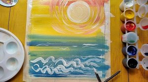 Море и Дельфины. Урок рисования для детей и взрослых гуашью
