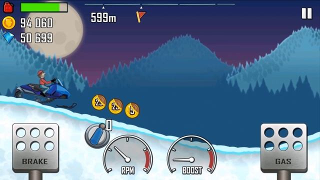 Hill Climb Racing - Gameplay Walkthrough Part 9 - Snow Mobile Driving Fun (iOS, Android) смотреть онлайн
