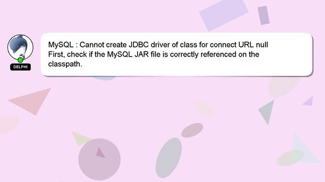 MySQL : Cannot create JDBC driver of class for connect URL null смотреть онлайн