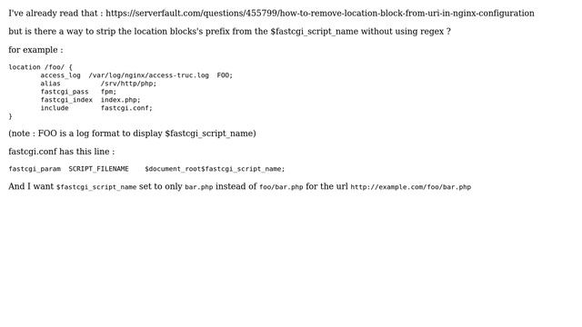NGINX, how to strip location prefix in $fastcgi_script_name смотреть онлайн