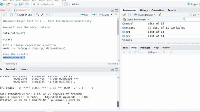 Breusch–Pagan test to Check Heteroscedasticity in R || Linear Regression || Econometrics смотреть онлайн