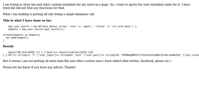 Wordpress: Getting all user metadata from user смотреть онлайн