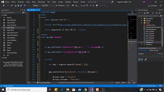 AngularJS Dersleri || 06 - JS Dosyası İle Module&Controller Tanımlama смотреть онлайн