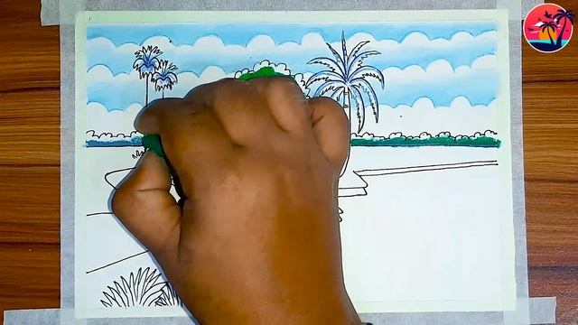 How to draw beautiful village scenery Indian village drawing easy step by step with nature landscap смотреть онлайн