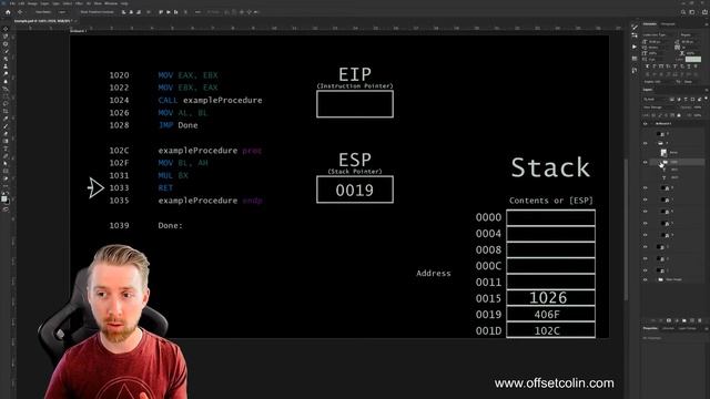 The Stack and ESP in Assembly Language - What happens when you call a procedure? смотреть онлайн