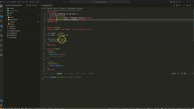 Event handling in vue.js using v-on directive || Vue 3 tutorial in Urdu & Hindi смотреть онлайн
