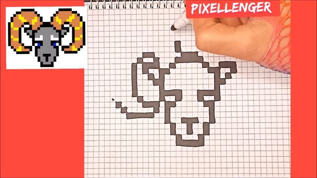 Баран Как рисовать по клеточкам Простые рисунки How to Draw Pixel Art sheep смотреть онлайн