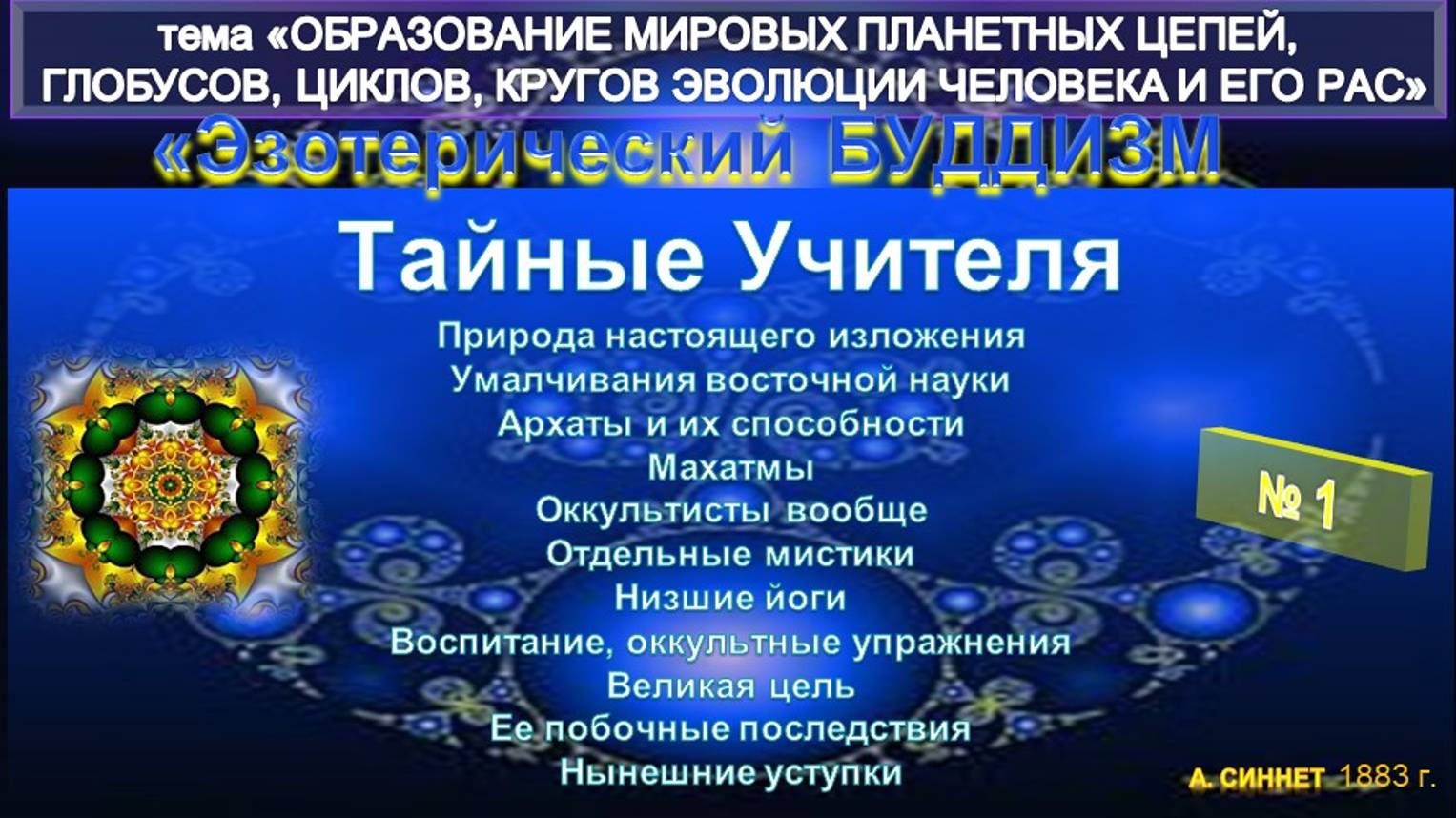 (1) ТАЙНЫЕ УЧИТЕЛЯ - ЭЗОТЕРИЧЕСКИЙ БУДДИЗМ - А.Синнет (1883)