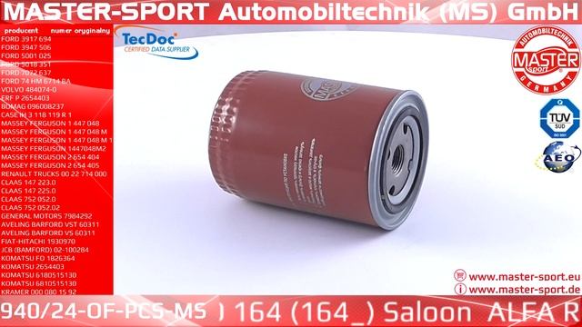 940/24 -OF-PCS -MS | Oil Filter | Master-Sport-Automobiltechnik (MS) GmbH смотреть онлайн