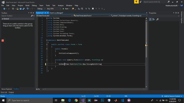 C#- Display Date and Time on label Windows Form Application смотреть онлайн