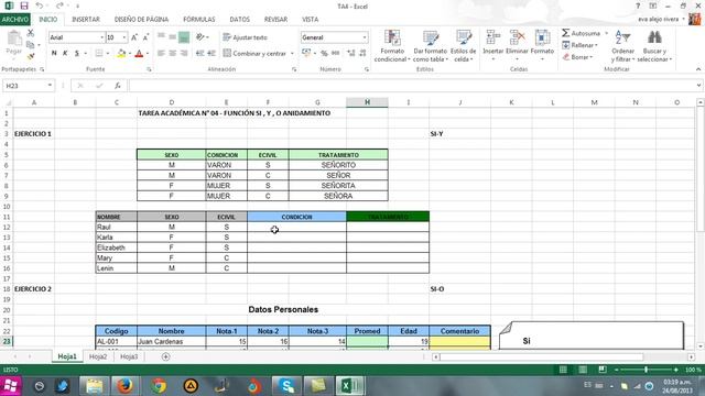 TAREA ACADEMICA EN EXCEL Nº 2, 3 Y 4 DE EVA ALEJO RIVERA