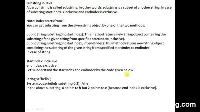 Substring in Java смотреть онлайн
