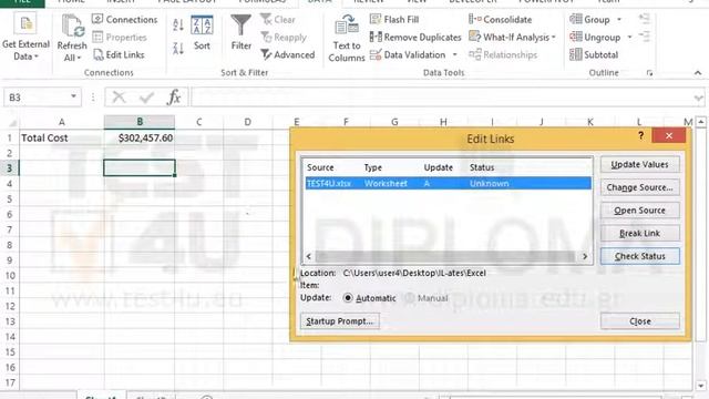 Activate the Startup Prompt, for updating the linked cells in the active workbook. смотреть онлайн