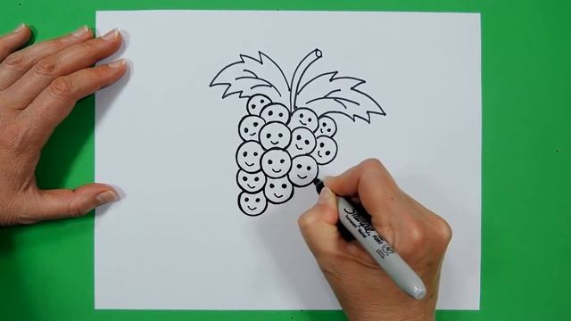 .Smile.Step by step. Drawing for kids. Як намалювати милий виноград. смотреть онлайн