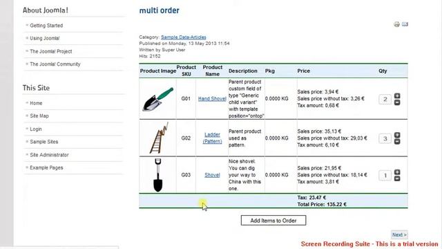 Multi Product Express Order Form Content Plugin with total price calculation смотреть онлайн