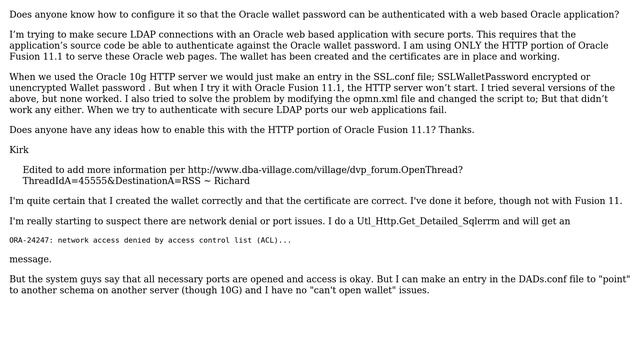 How to configure so the Oracle wallet password can be authenticated with a web based Oracle... смотреть онлайн
