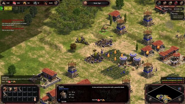 The Rise of Rome. Metaurus. Version 1. Late Game Fight with Yellow. Age of Empires. смотреть онлайн
