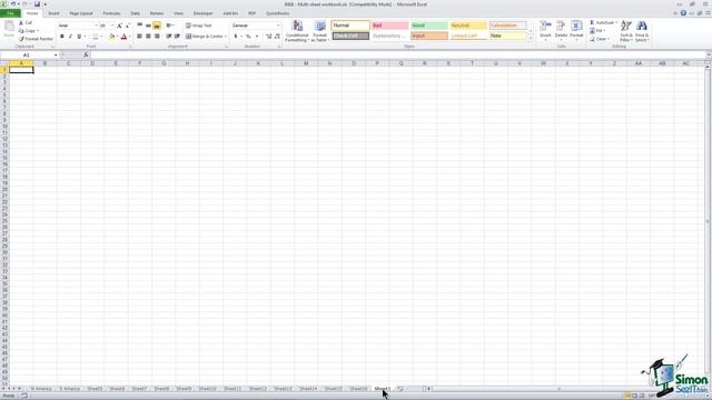 Excel 2010 Tutorial for Beginners - Adding, Deleting and Renaming Sheets смотреть онлайн