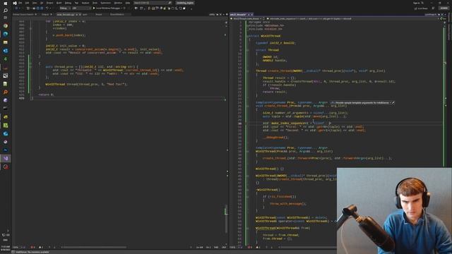 Implementing C++ std::thread using Win32 api. смотреть онлайн