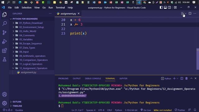 Python | Python Assignment Operators | Part 12 | Mohammad Bablu YT | 2022 смотреть онлайн