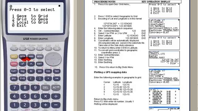 Casio fx9860G Geographic to Grid Coordinates смотреть онлайн