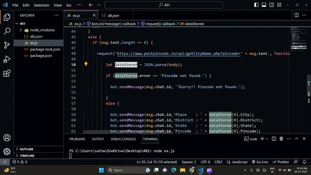TelegramBot API linked to PINCOD API and the telegram outputs are linked to googlefirebase firestor смотреть онлайн
