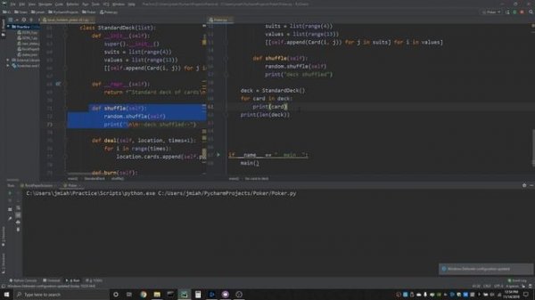 Poker with Python #3 - Shuffling and dealing a deck of cards!