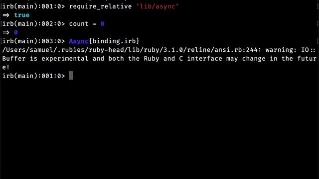 Asynchronous Interactive Ruby (IRB) using the Fiber Scheduler. смотреть онлайн