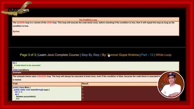Learn Java Complete Course | Step By Step | While Loop | By: Ponnuri Gopie Krishna | Part - 13 смотреть онлайн