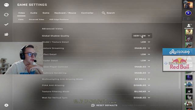 интерз показал свои настройки ксго