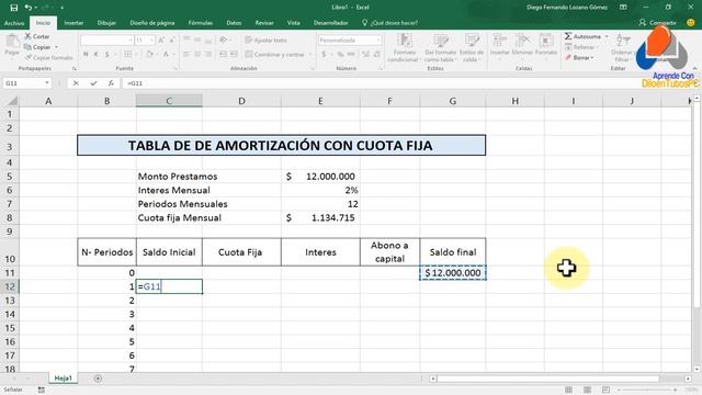 Tabla de Amortización Cuota Fija - Excel 2016 смотреть онлайн