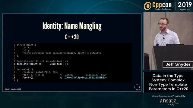 Data in the Type System: Complex Non-Type Template Parameters in C++20 - Jeff Snyder - CppCon 2019 смотреть онлайн