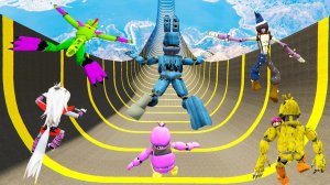 СПУСК БЕЗ ТОРМОЗОВ ПО ТРАМПЛИНУ ЗА АНИМАТРОНИКОВ ФНАФ в ГТА 5 МОДЫ! FNAF SECURITY BREACH