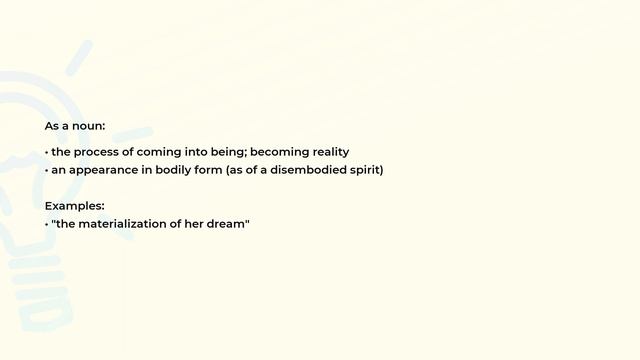 What is the meaning of the word MATERIALIZATION? смотреть онлайн